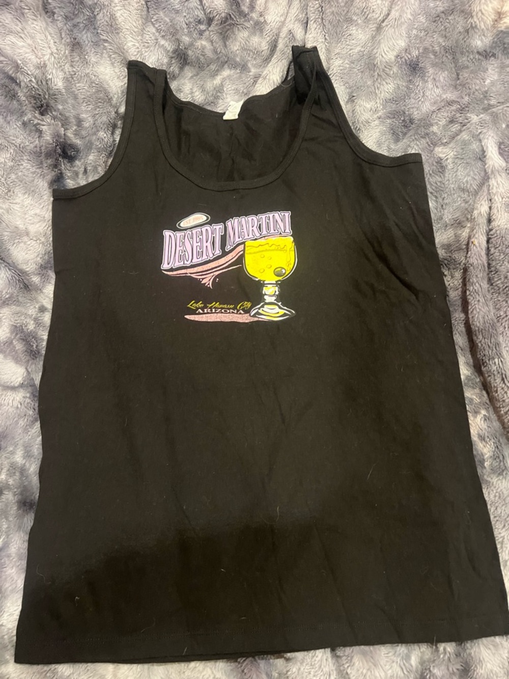 District Black Tank Top with Yellow Desert Martini Graphic